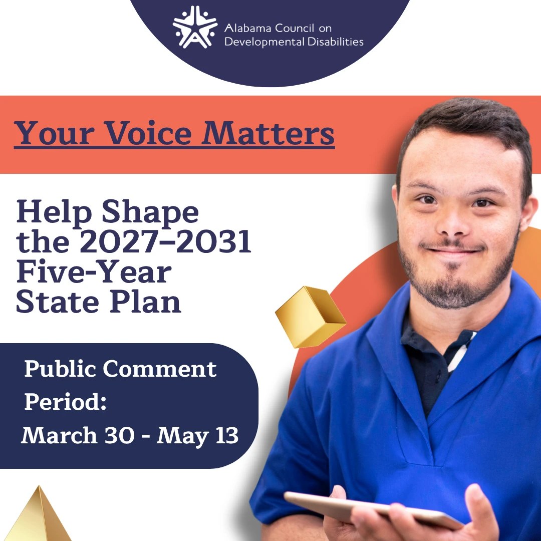 ACDD campaign graphic inviting public comment on the 2027–2031 Five-Year State Plan.